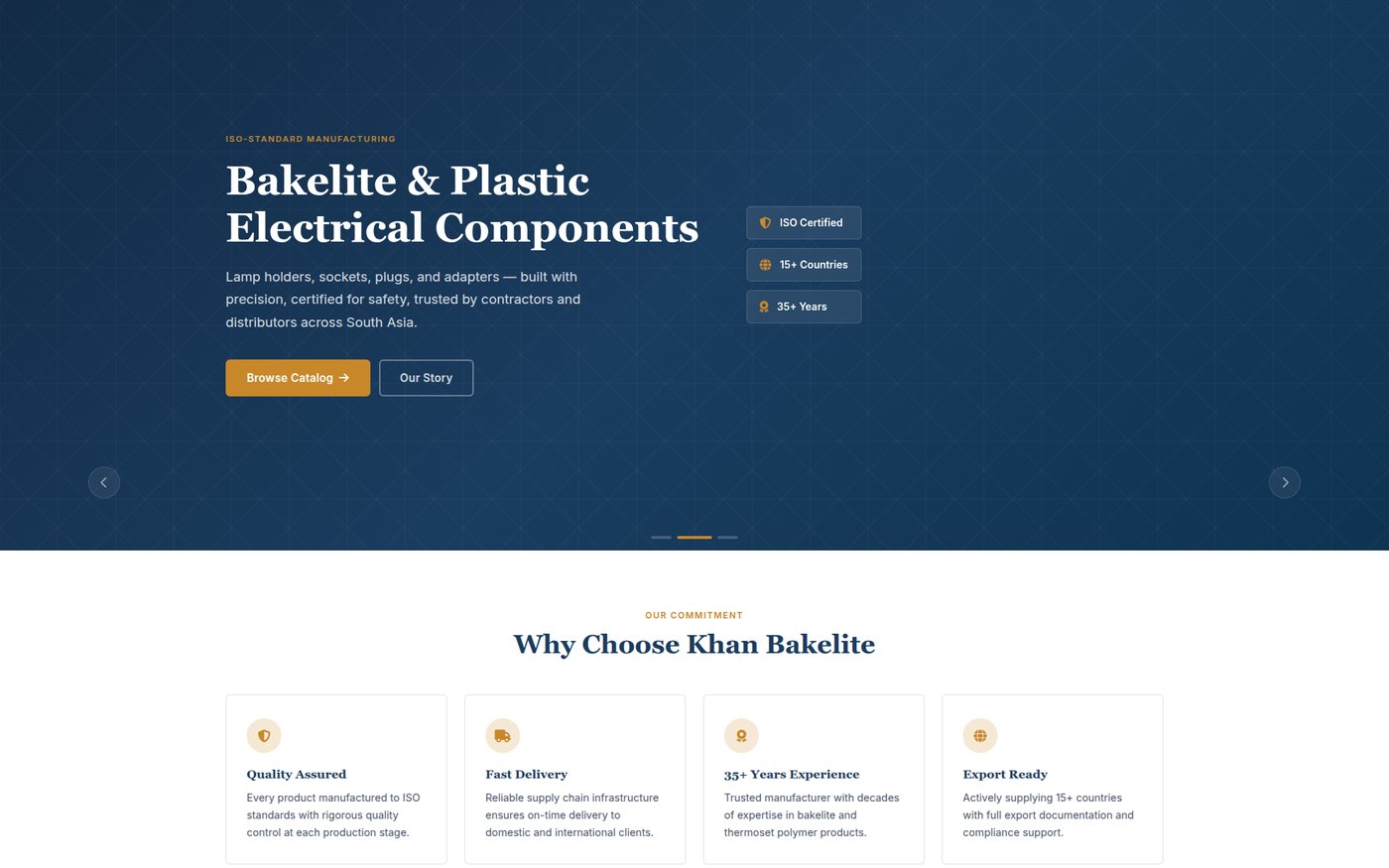Khan Bakelite Products website homepage